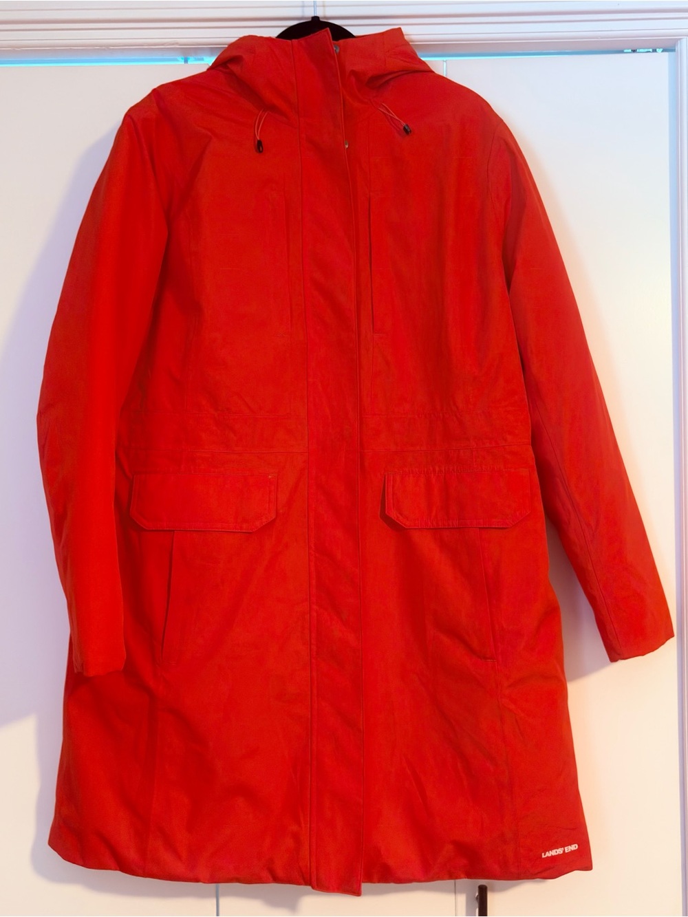 🏈Season🔥Lands' End Unisex Waterproof Insulated Red Hooded Stadium Parka XL/18 - Picture 5 of 10